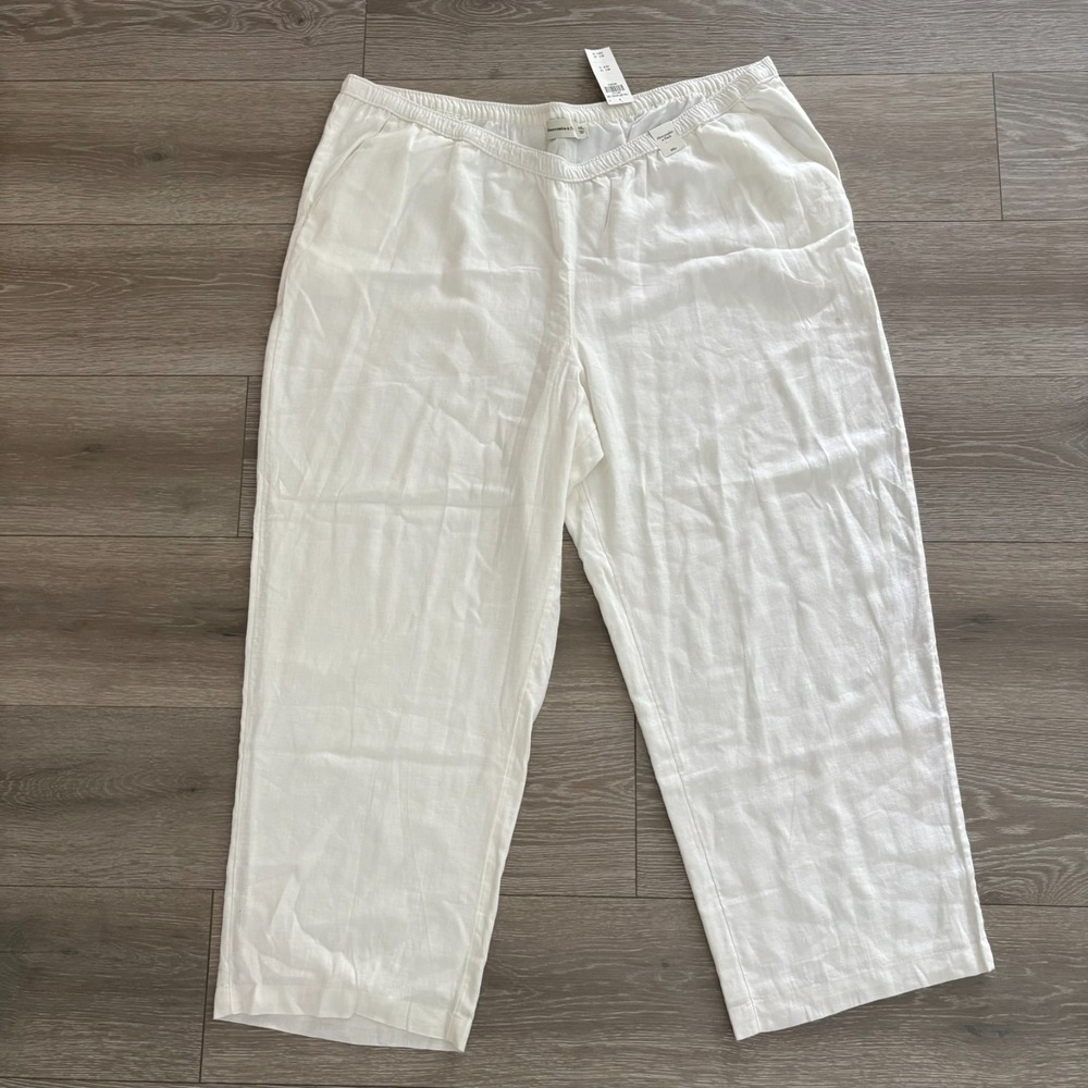 Abercrombie & Fitch White Wide-Leg Linen Pants